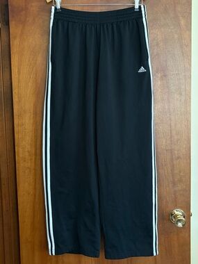 adidas Black Athletic Pants with White Side Stripes